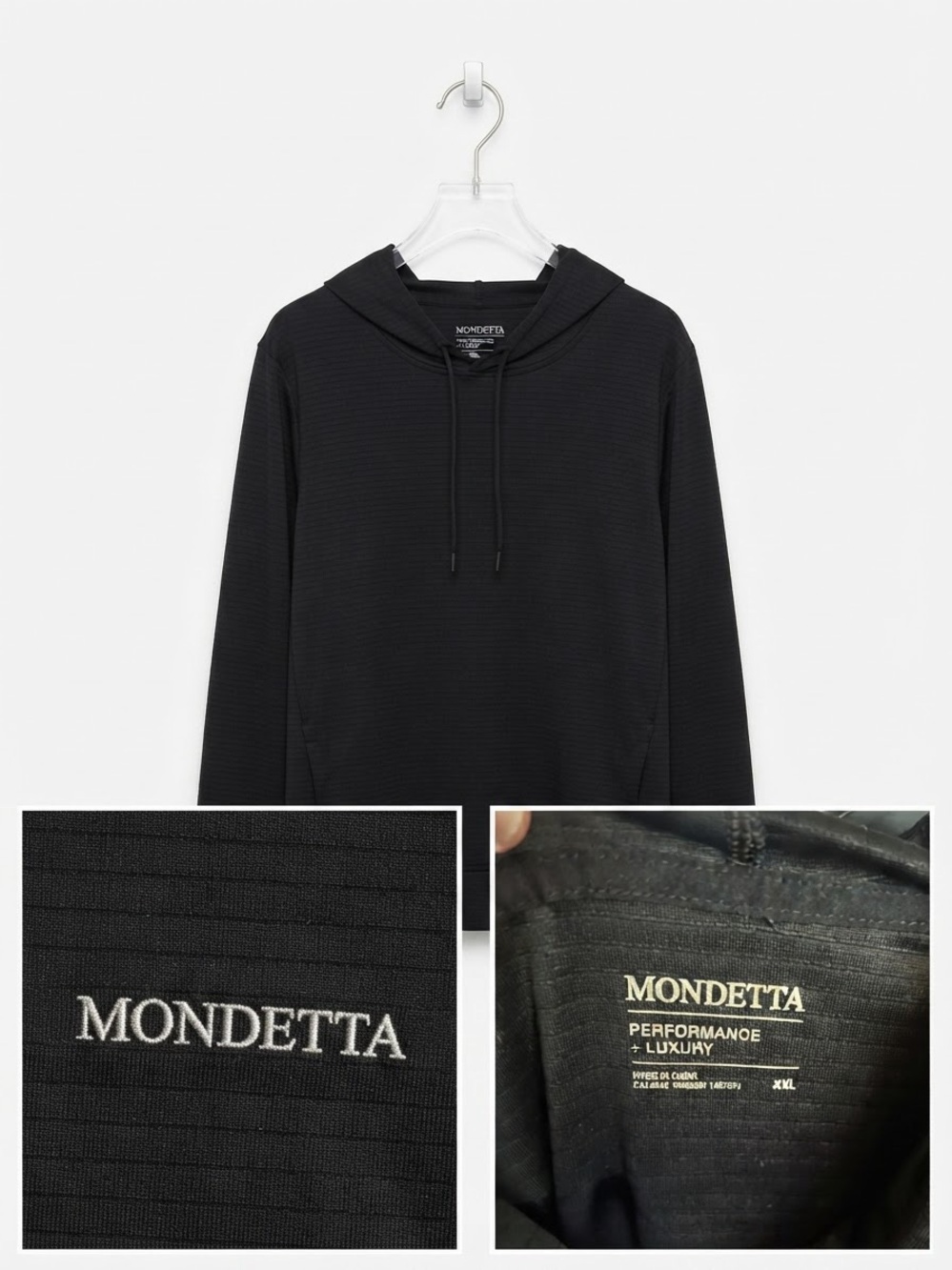 Mondetta Black Men's Performance Hoodie with Subtle Texture